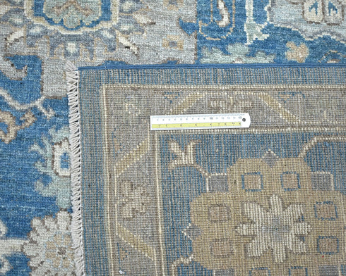 10x14 Blue Oushak Turkish Hand Knotted Soft Wool Area Rug